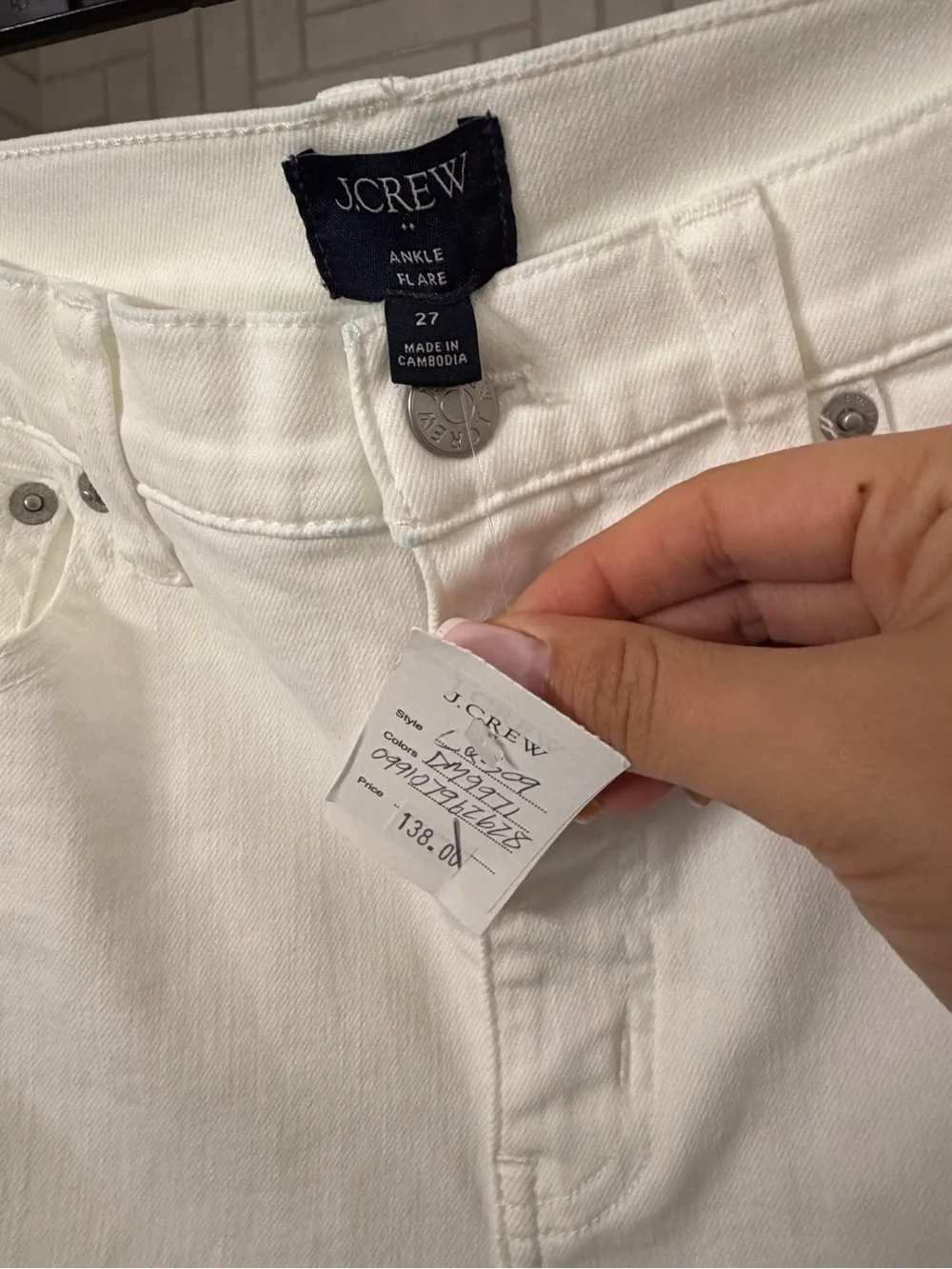 J. Crew White Cropped Flare Jeans